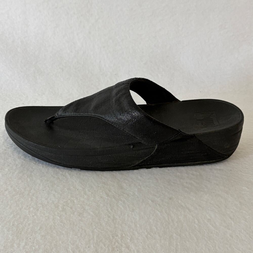 FitFlop Sandals Womens Size 11 Black Shimmer Sparkle Slip On Platform Comfort - Picture 8 of 10